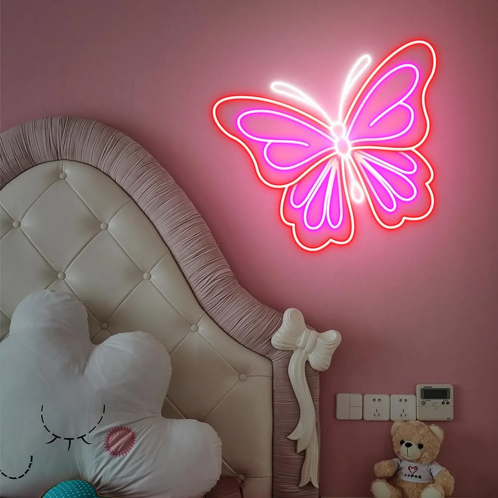 Colorful Butterfly Neon Sign,Aesthetic Neon Wall Art for Bedroom,Kids Room Living Room Decor,Business Neon Sign,Gift For Kids