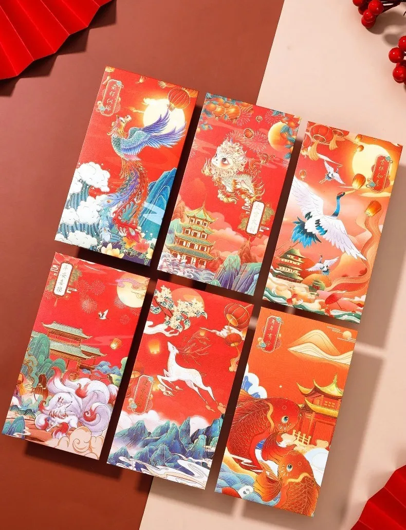 12 Stuks Nieuwe Chinese Stijl Rode Envelop Tas Universele Rode Envelop, Bruiloft Rode Envelop Cadeau Gouden Tas