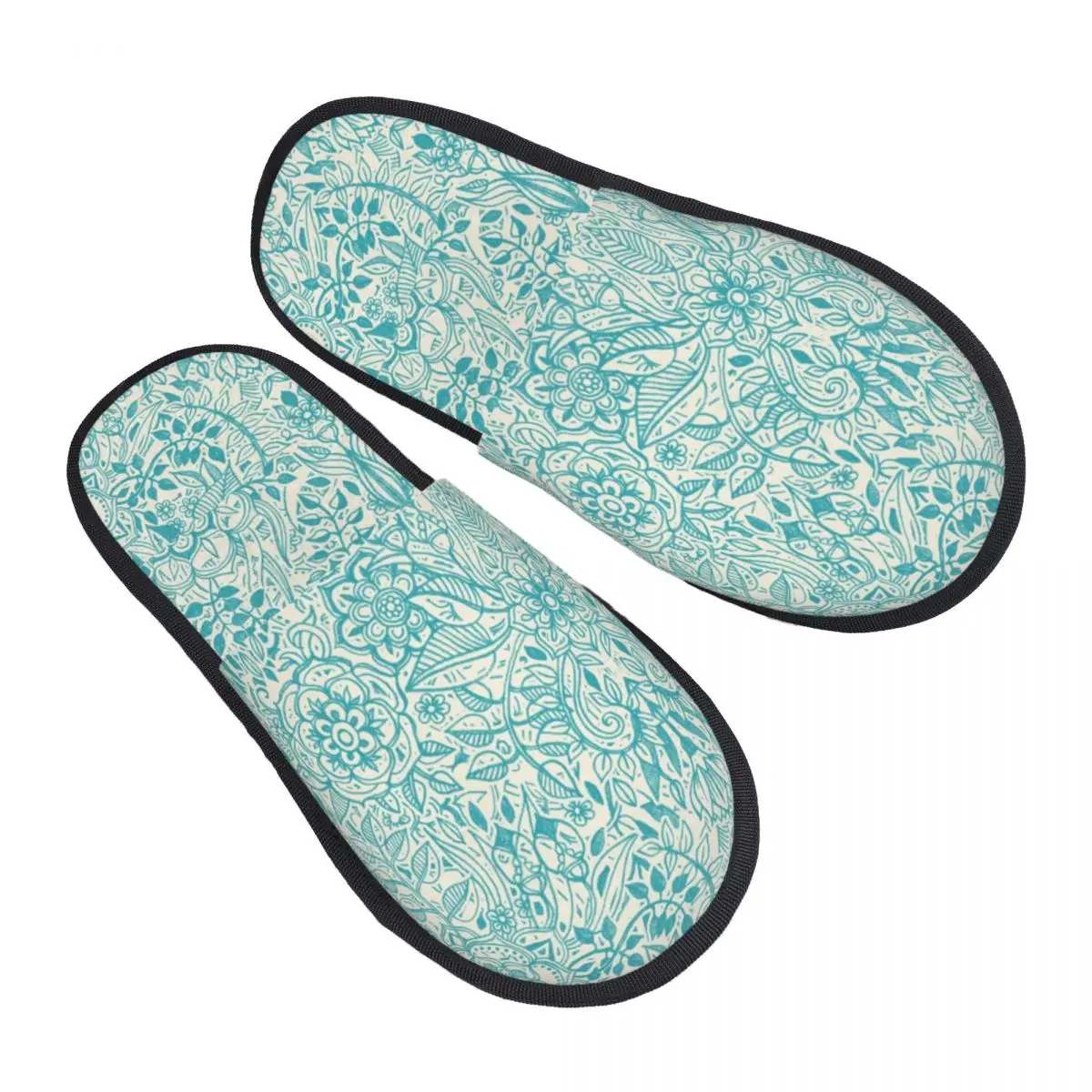 Detailed Floral Mandala Pattern House Slippers Women Soft Memory Foam Buddha Buddhism Flower Slip On Bedroom Slipper Shoes