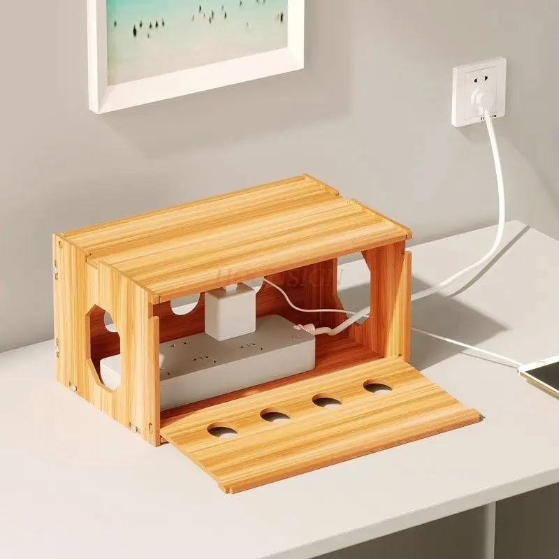 1pcs Wire storage box, power strip, plug board, socket, charging cable storage device, desktop collection box