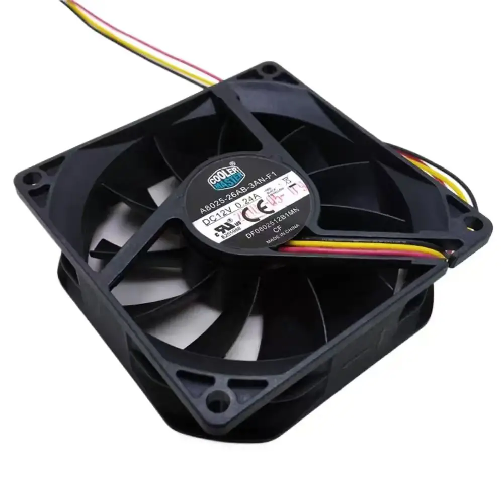 For DF 0802512 CPU Heatsink Cooling Fan B1UN 80mm DC 12V, A8025-26AB-3AN-F1, 0.24A, 3-Pin Plug with Speed ​​Monitoring