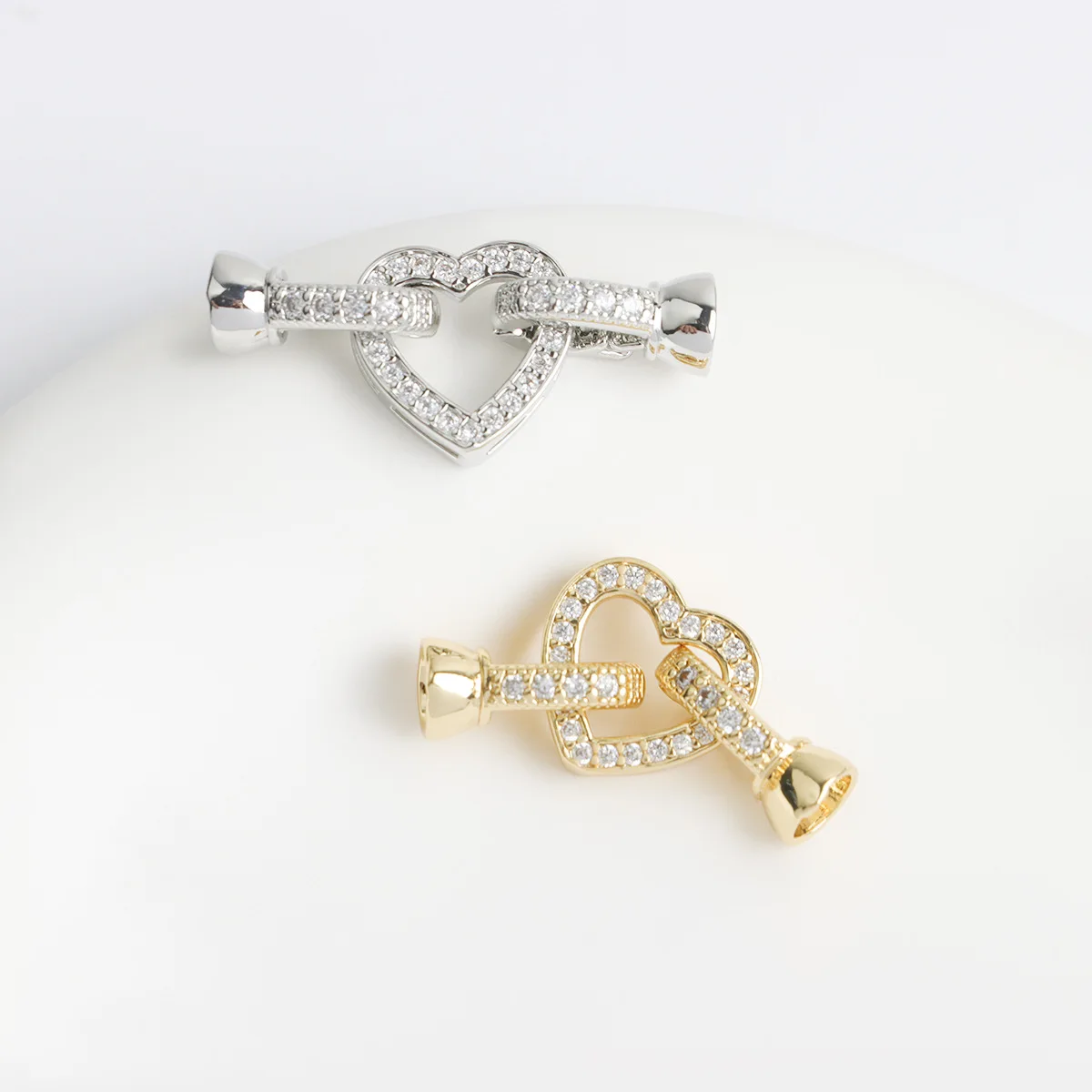 

1 Pcs Copper Gold-plated Zircon Love Pearl Necklace Bracelet Connecting Buckle DIY Jewelry Making Material Accessories Wholesale