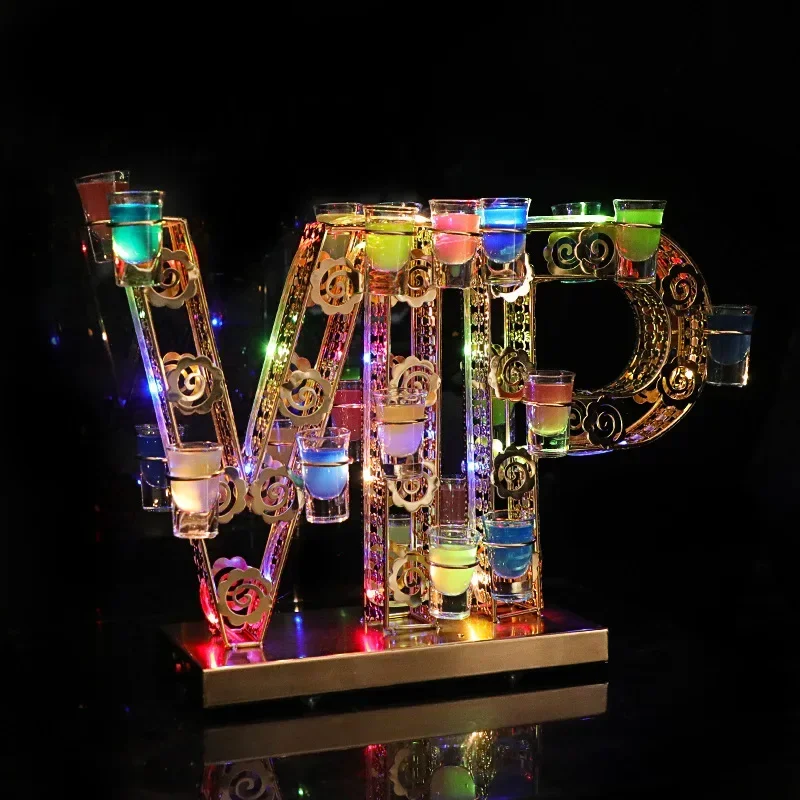 Bar luminous VIP bullet glass wine rack KTV club night show 24 holes led cocktail wine champagne glass holder