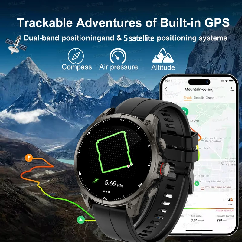 ใหม่สําหรับ Huawei Ultra ขายร้อน GPS SmartWatch ผู้ชาย AMOLED HD ที่แม่นยํา GPS เข็มทิศ BT Call Health Monitor 5ATM กันน้ํา SWIM นาฬิกา