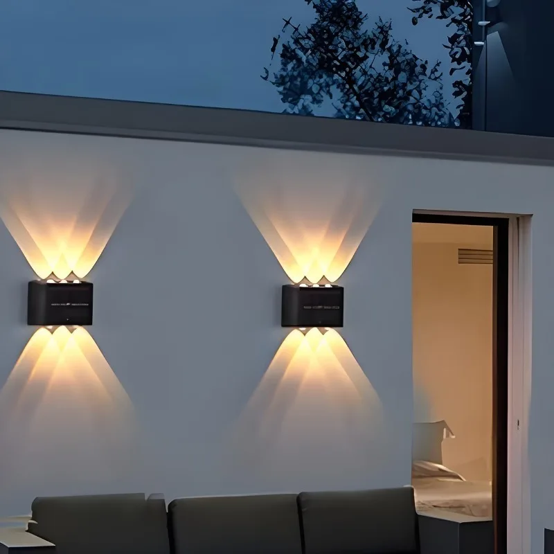 

Solar Up Down Double Headed High Brightness Wall Light Outdoor Waterproof Garden Fence Door Sign Decorative Wall Washer Lighting