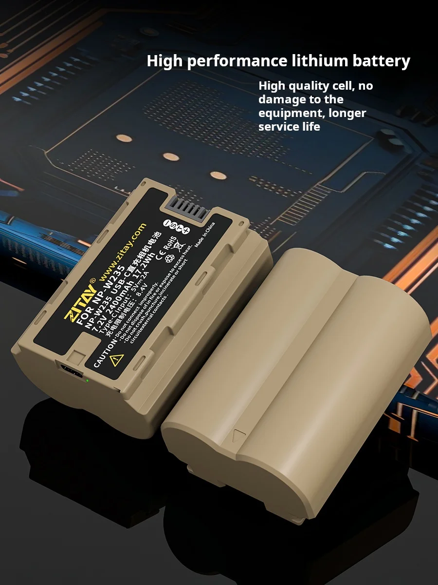 ZITAY NP-W235 For Fuji XT5 XT4 GFX100S 50SII XH2S XH2 XS20 X50S X50S2 USB-C Type-C Slr Camera Battery 2400mah