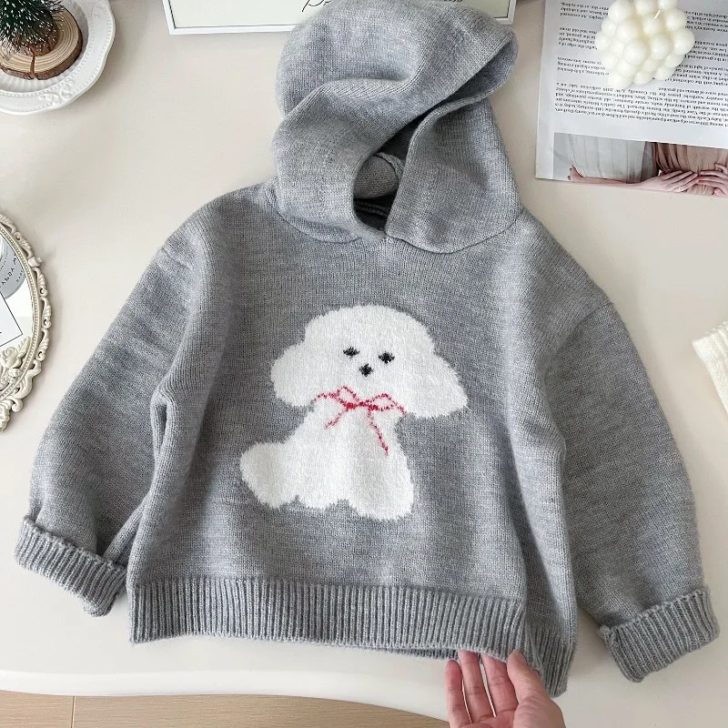 Girls Suits Autumn Winter Knitted Hooded Sweatshirts Plaid Skirt Fall Toddler Girl Knitted Sweater Tops 2-7Yrs