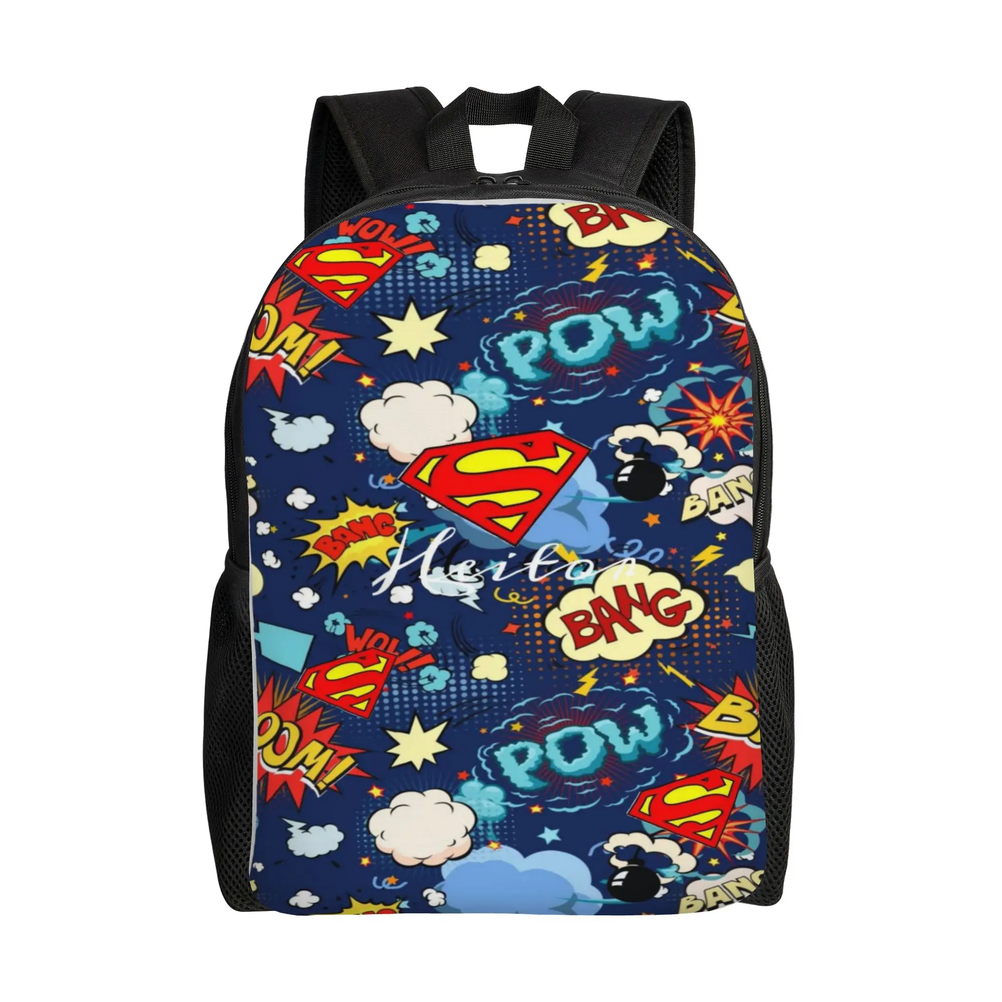 Back to school season Retro Washable Superman Pop Comic Burst Pattern Daypack  For Women Backpack