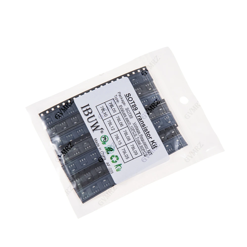 80PCS 8Values SOT89 Transistor Kit (78L05/78L12 etc.) Voltage Regulator DIY Electronic Power Supply Project 78L06