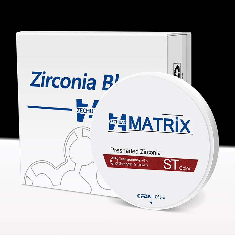 ZECHUAN MATRIX ST Color Pre-shaded Zirconia Blocks Dental Lab Materia Super Translucent Ceramics CAD CAM 98mm System