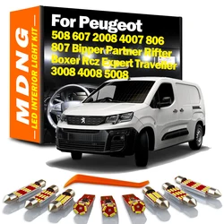Car LED Interior Light Kit For Peugeot 508 607 2008 4007 806 807 Bipper Partner Rifter Boxer Rcz Expert Traveller 3008 4008 5008