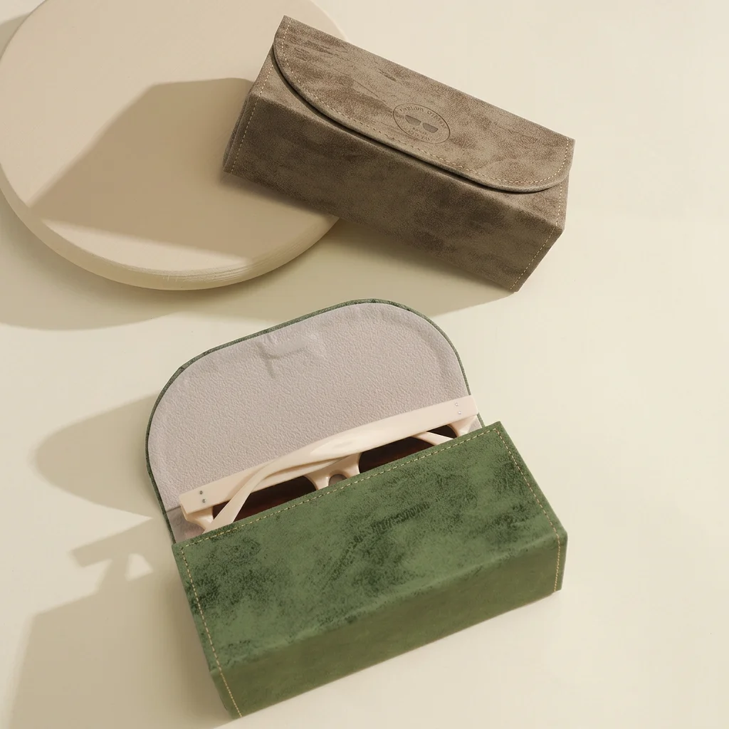 Large Capacity PU Leather Triangular Glasses Case Magnetic Closure Anti-scratch Protective Eyewear Holder for Sunglasses