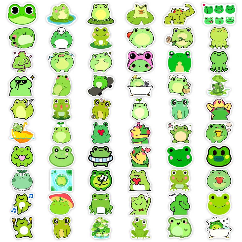 Cute Cartoon Frog Stickers Kawaii DIY Fun Kids Toy Gift Decal for Laptop Phone Scrapbook Luggage Bottles Decorative Waterproof
