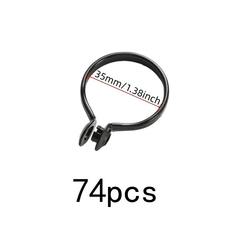 Easy Open Close Design 35mm Open Curtain Rings 74 pcs, perfect for Bedroom Bay Window, Durable Black Material, Black