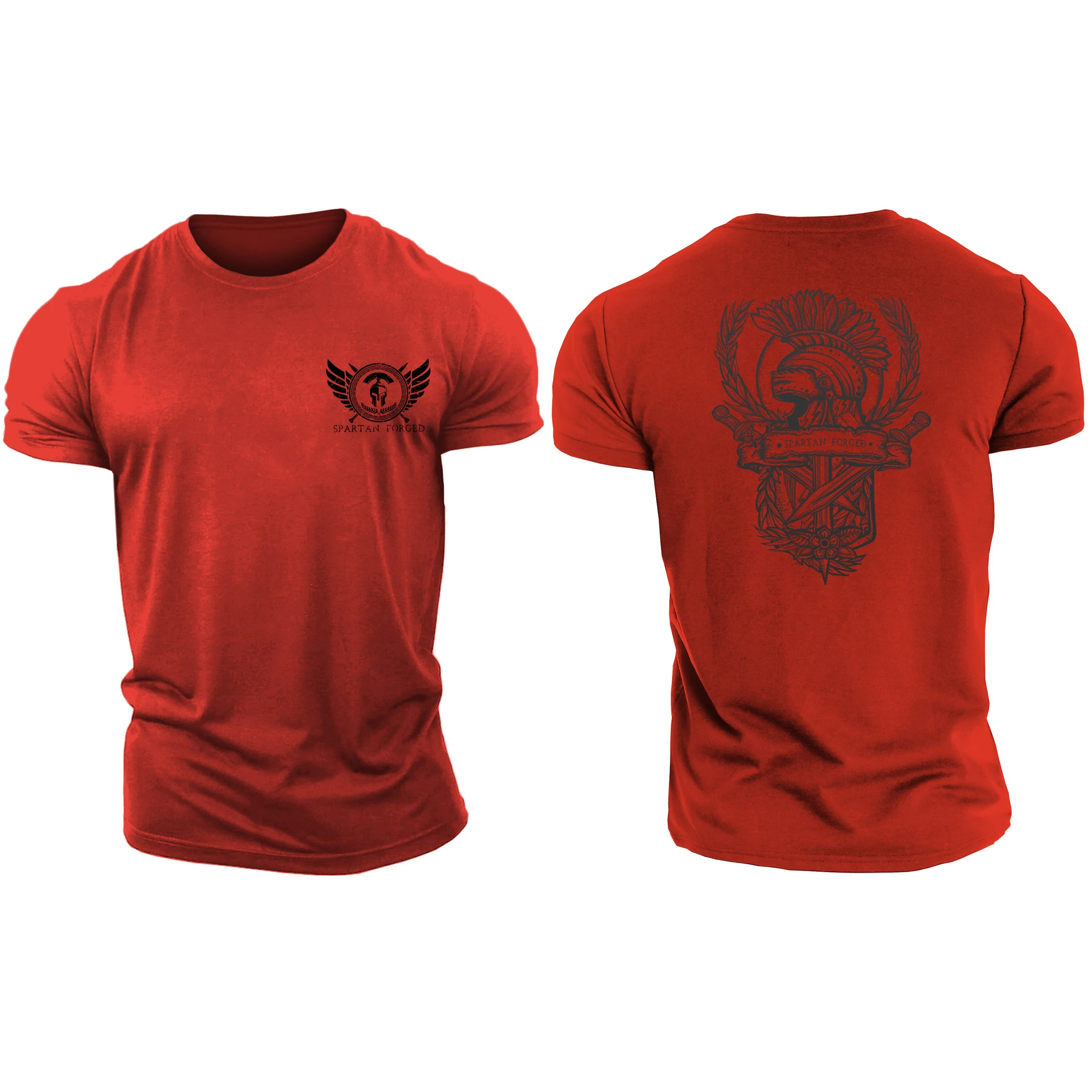 3D Printing Spartan Forged Crest Spartan Forged Gym T-Shirt High Quality Cotton Casual Men's Short Sleeves Top Tough Guy T-Shirt