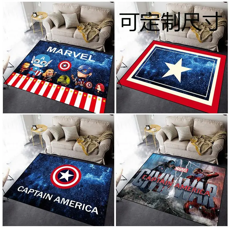 Marvel The Avengers Super Hero Captain America Carpet Iron Man Lounge Rug Spiderman Bedroom Bedside Rug Spider-man Floor Mat