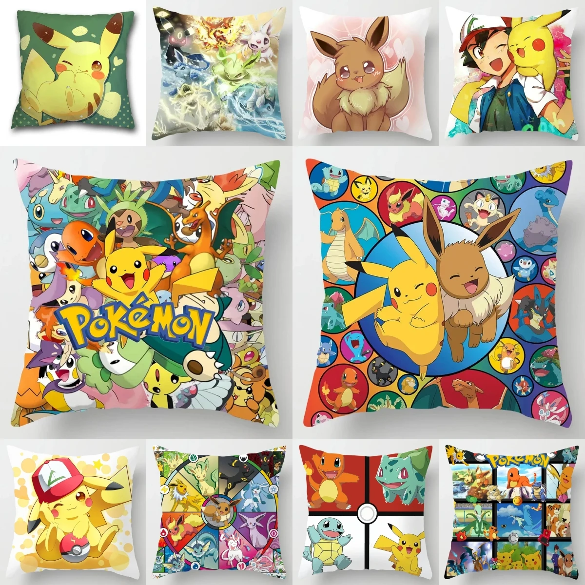 Pokemon Pikachu Bulbasaur Psyduck Charmander Pillow Cover Cushion Cover Decor Sofa pillowslip Kawaii Anime Pillowcase