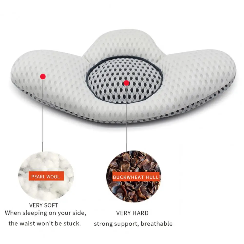 Lumbar Support Pillow Soft Back Cushion Detachable Round Object Body Massager Buckwheat Hull Lumbar Functional Pillow