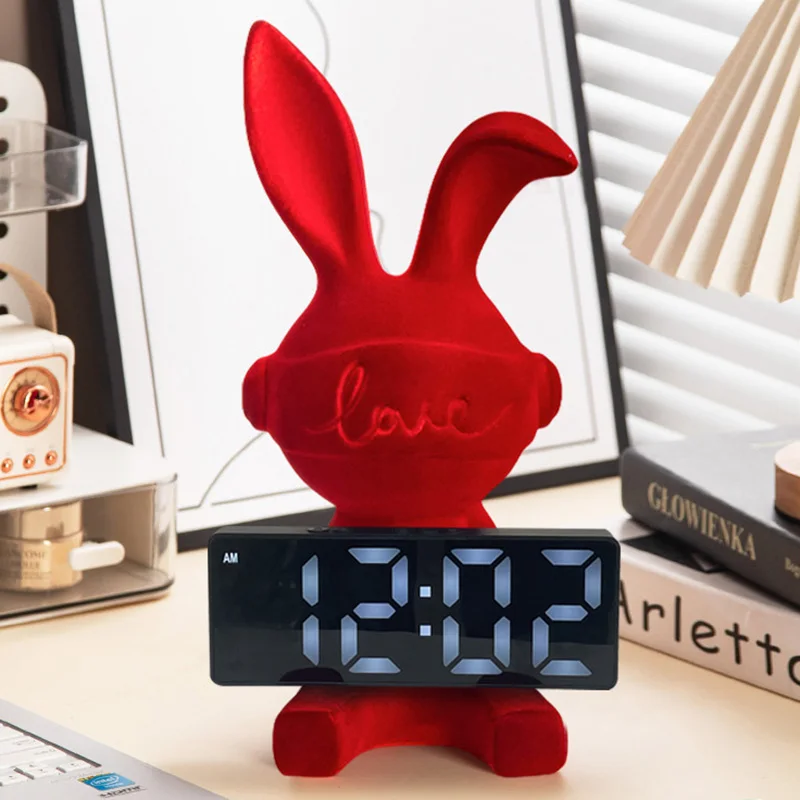 

Cartoon Rabbit Living Room Decoration Desk Clock Advanced Mute Clock Nightstand Alarm Clock Restaurant Desktop Electronic Watch