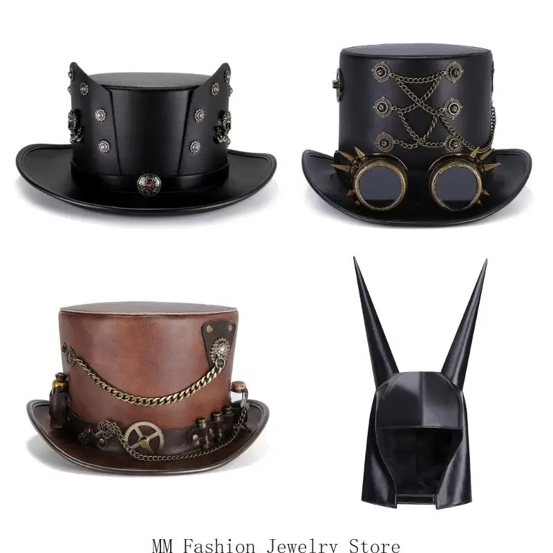 

PU Leather Goggles Hat Party Hat for Masquerade Balls and Themed Parties Comfortable and Dark Series Design Headpiece