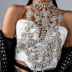 Luxury Exquisite Zircon Breast Chain Ladies Slim Fit Elegant Shiny Rhinestone Cutout Bra Necklace Prom Party Crystal Body Chain