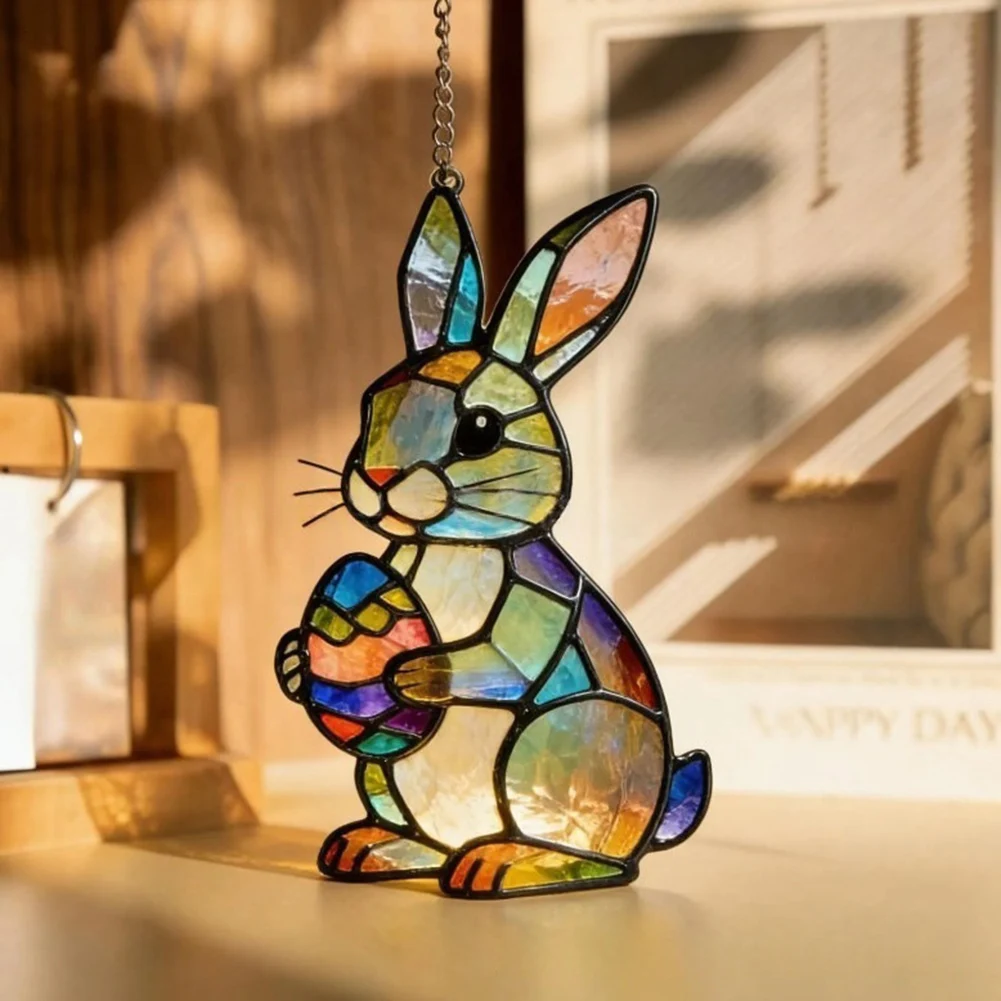 Acrylic Rabbit Window Decoration Featuring Precision Cut Outline and Smooth Polished Finish for Light Transmission
