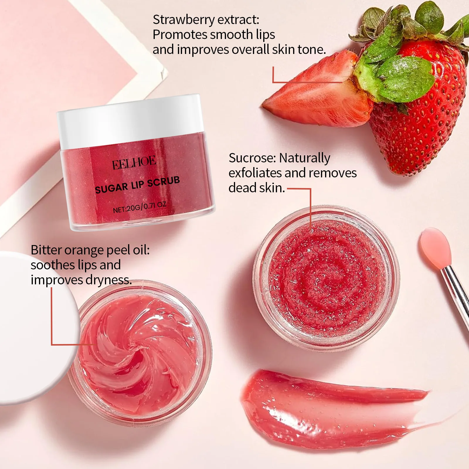 Strawberry Flavor Lip Care Kit Fruit Scrub Lip Mask Two-piece Set Moisturizing Lip Care Removes Dead Skin Smooth Delicate Lips