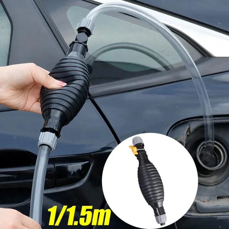 Car Motorcycle Manual Fuel Pump Oil Gasoline Petrol Diesel Liquid Transfer Tool Set with Hose Hand Water Suction Pump 1.5/1M