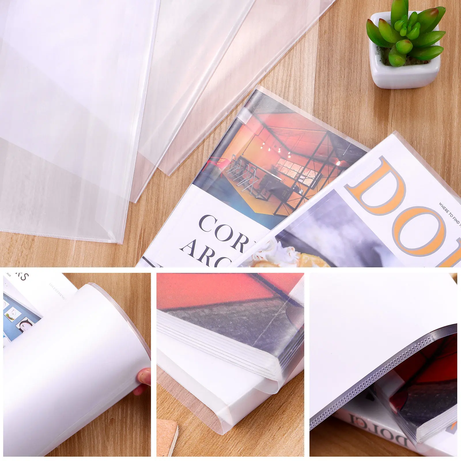 

5Pcs Reusable Transparent Book Covers Waterproof PP Textbook Protection Clear Plastic Slipcases Book Cover Textbook Cover