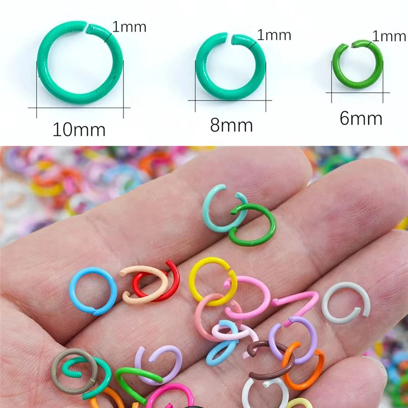 100pcs Colorful Iron Metal Open Jump Rings 6 8 10 mm Split Rings End Bracelet Connectors For Jewelry Making Necklace Findings