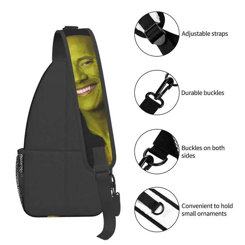 Dwayne The Shrok Johnson Sling Bag para hombre, mochila cruzada al pecho, mochila de hombro, mochila informal para viaje y senderismo, The Rock Muscle