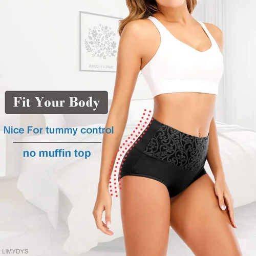Imagen 2 del producto Ropa interior de algodón para mujer, lencería de cintura alta para mujer, bragas con Control de barriga, recuperación de sección C, calzoncillos de talla grande XXXXL
