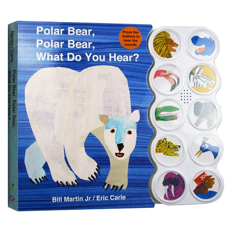 Polar Bear Polar Bear What Do You Hear, Baby Children's Board books aged 1 2 3, English picture Sound book, 9780312513467