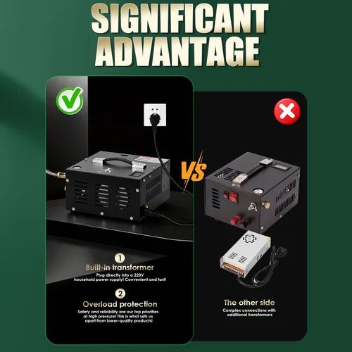 Imagen 2 del producto TUXING TXES061 compresor de aire PCP 4500Psi 300Bar bomba eléctrica de alta presión transformador incorporado para Paintball, caza, buceo