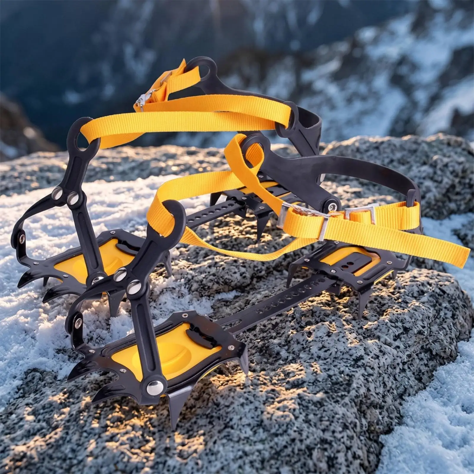 Adjustable Snow Crampons Ice Cleats for Shoes Winter 10 Tooth Manganese Steel Claws for Boots Outdoor Ice Climbing Gear