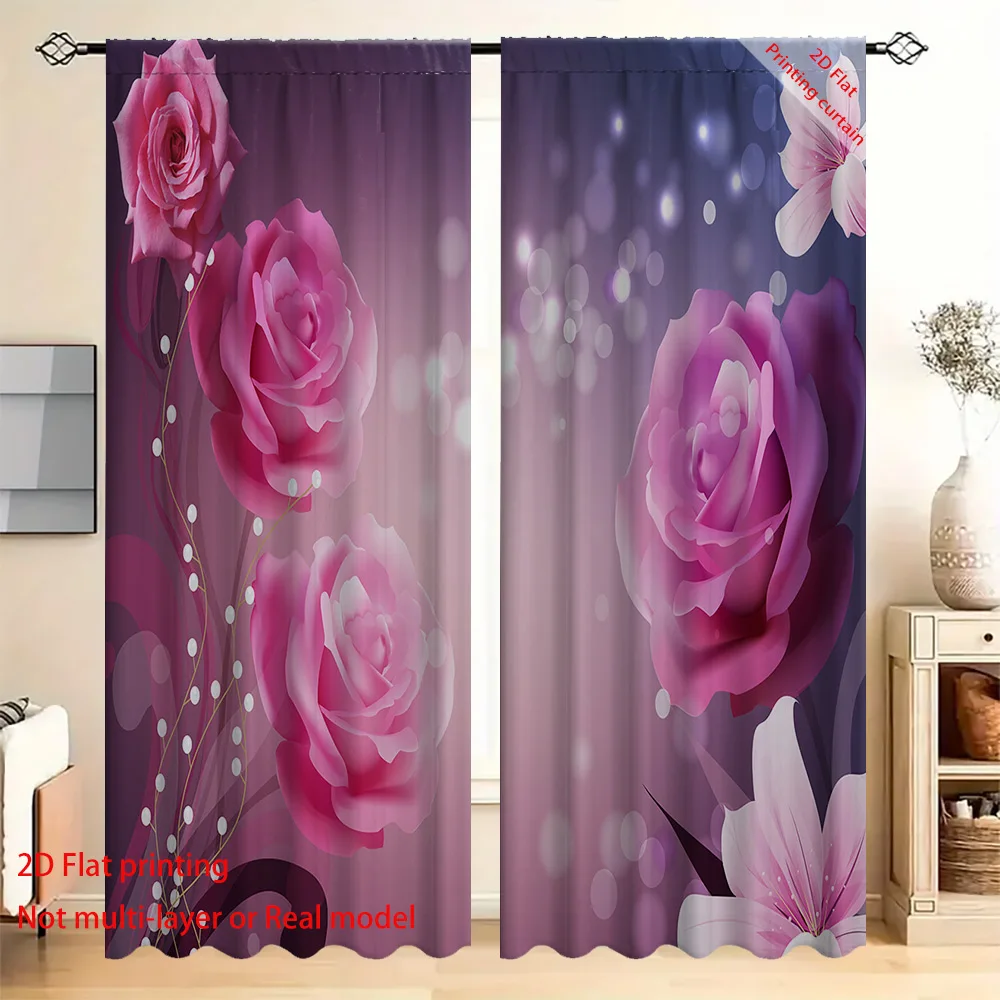 

Floral landscape printed curtains, dreamy home decoration, suitable for living rooms, bedrooms, balconies, window sunshades