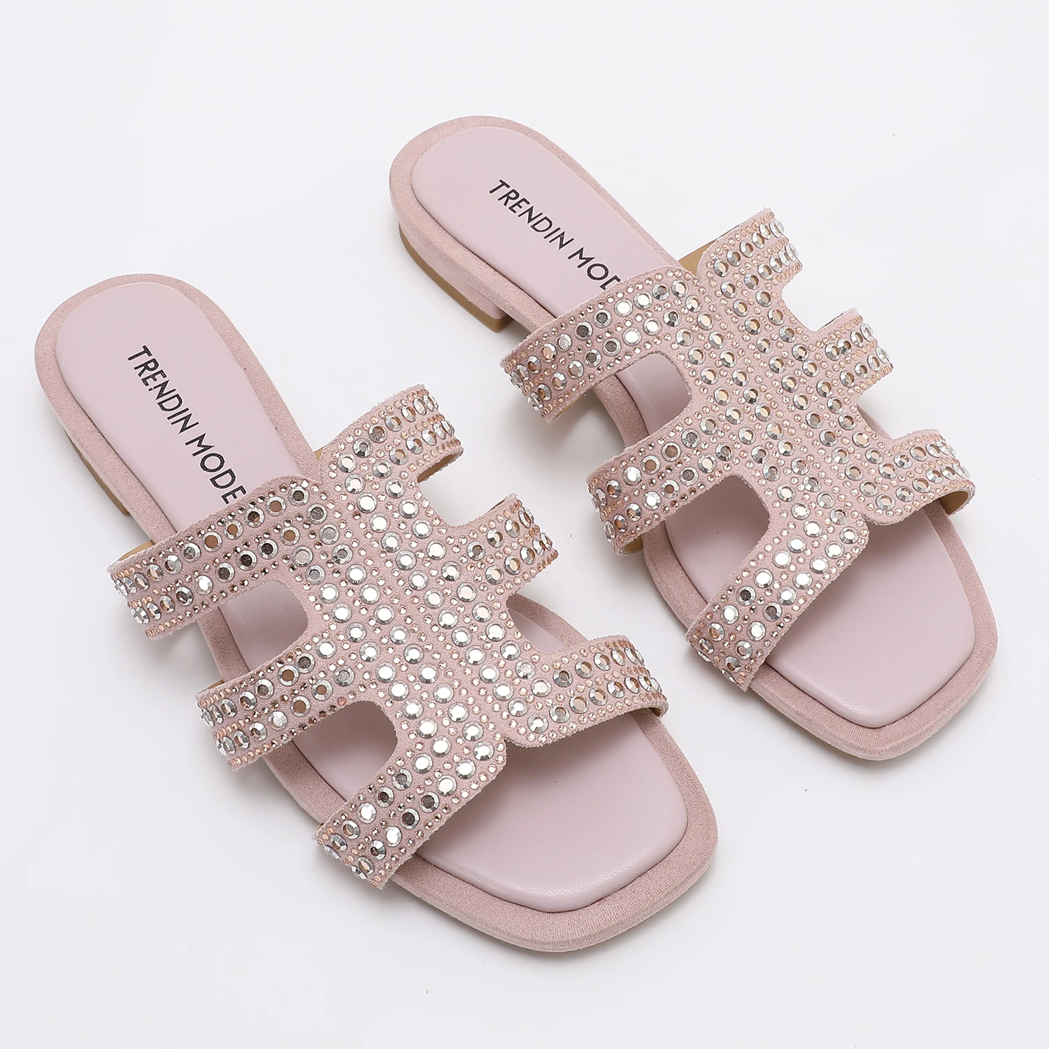 

Slip On Summer Flats Trendy Footwear, Comfortable Vacation Style Sandals Voyage Cutout Strap Slides for Women