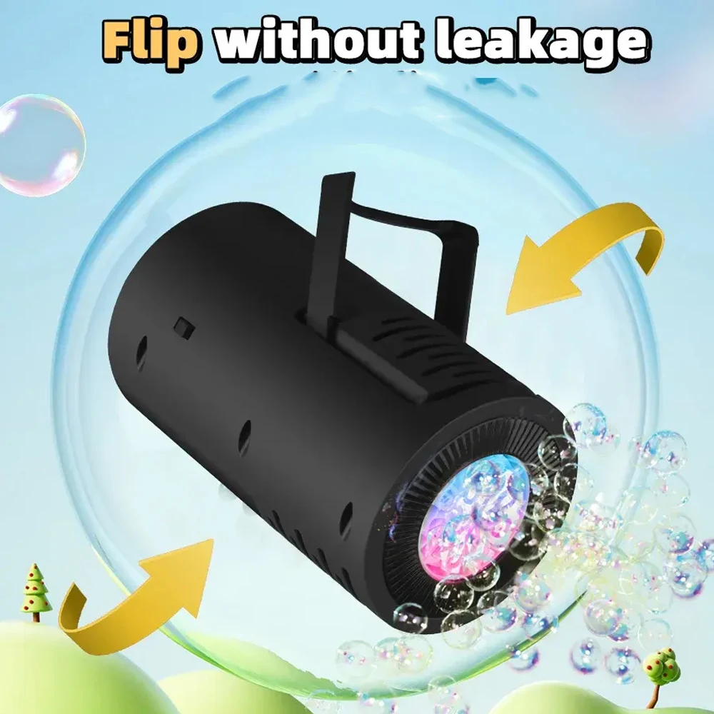 Máquina elétrica portátil de bolhas, cilindro para jogos ao ar livre, pais e filhos, iluminação automática, brinquedos de chão, presentes para crianças
