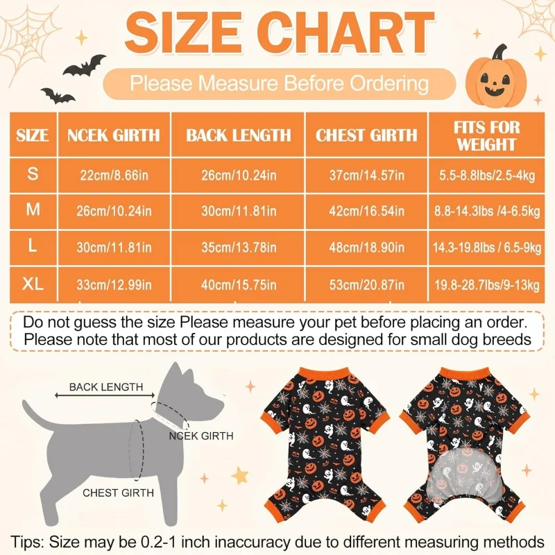 Lustiger Kürbis-Print Hund Halloween Pyjama Lässiges Warmes Haustier-Kostüm Party Welpenkleidung – Detail 5