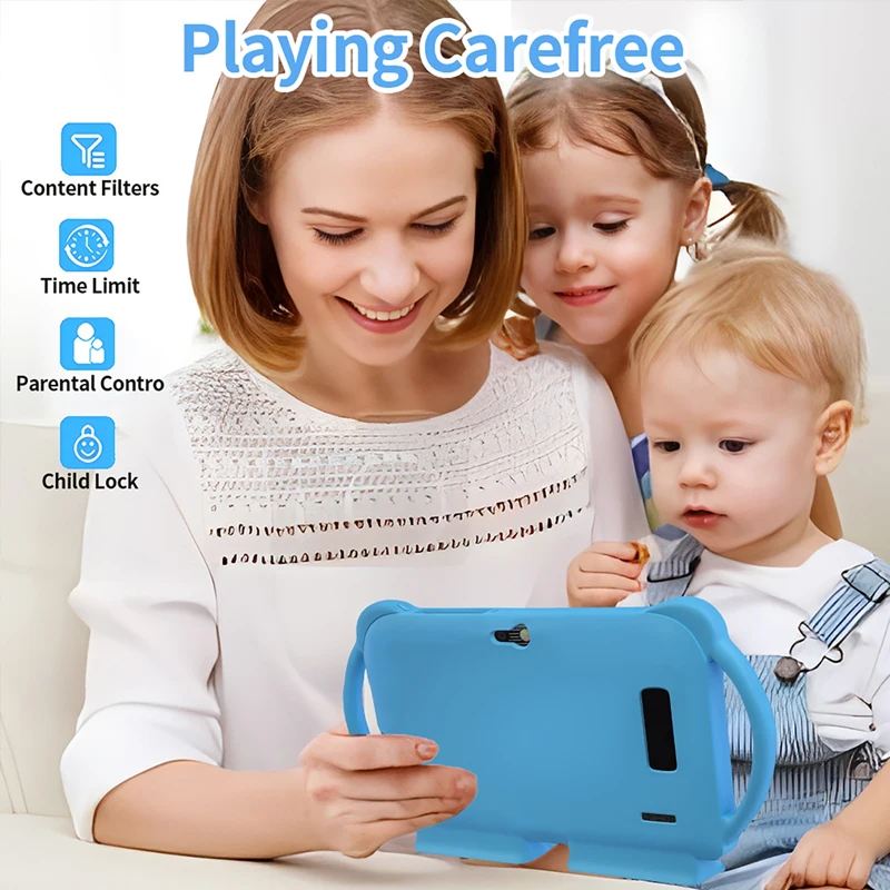 Hot Christmas Gifts 7 Inch Kids Tablets Quad Core 4GB+64GB ROM Android 13 Dual Cameras WiFi Tablet Portable protective case