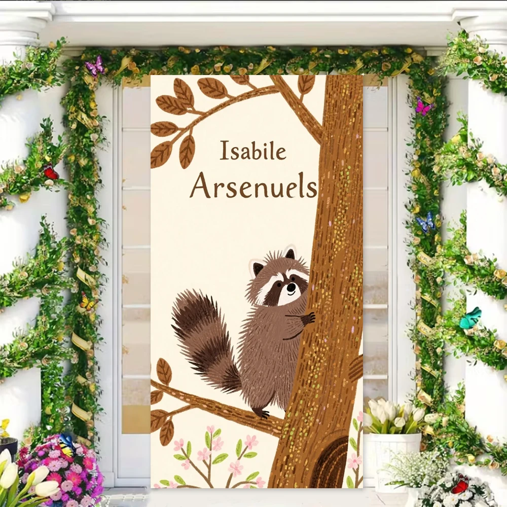 أنيمي الراكون الأرز الكعك حفلة عيد ميلاد خلفية لطيف الغابات الحيوانات التصوير خلفية غطاء الباب طفل الطرف الديكور هدية #2