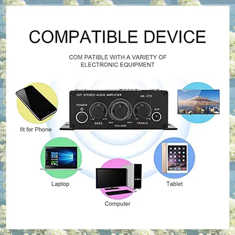 New-3X Power Amplifier Audio Karaoke Home Theater Amplifier 2 Channel Class D Amplifier USB/SD AUX Input