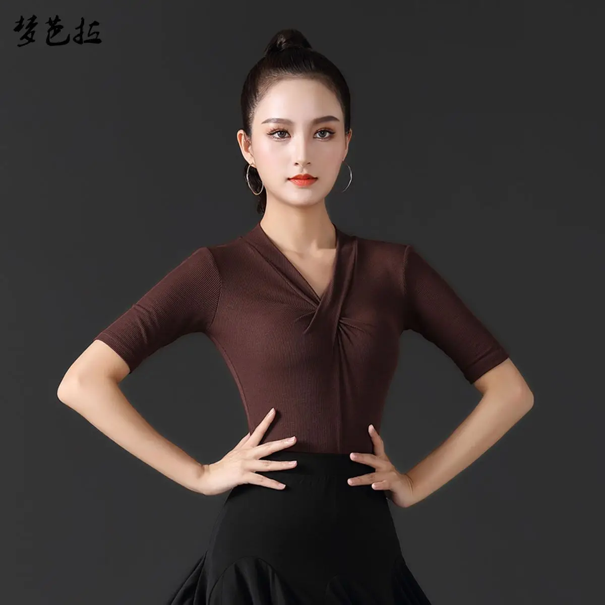 Latin Dance Clothing Spring Summer New Top National Standard Modern Dance Slim Fit  Practice Clothing Adult Female