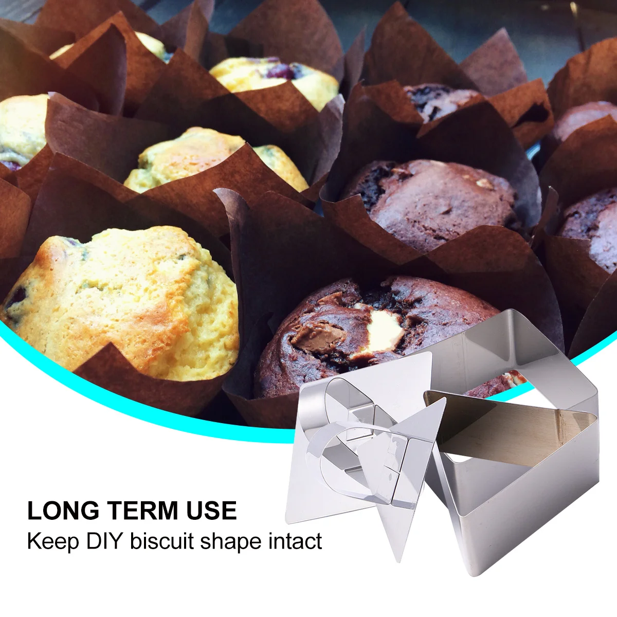 

4pcs Cake Baking Molds Silver Stainless Steel For Diy Cookie Tart Fruit Home Stainless Steel Molds Kitchen Bakery Tool