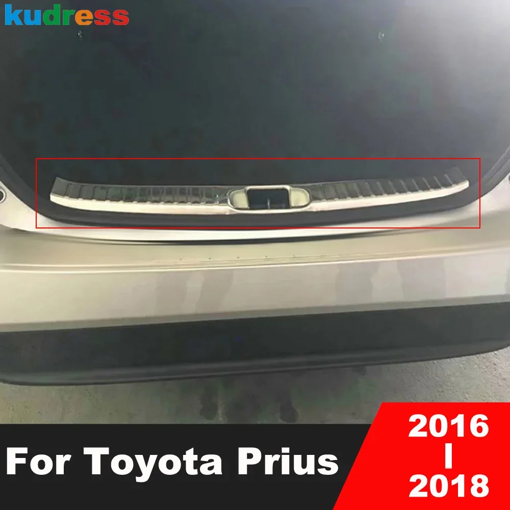 

Rear Trunk Bumper Cover Trim For Toyota Prius 2016 2017 2018 Steel Tailgate Door Sill Plate Protector Guard Pad Car Accessories