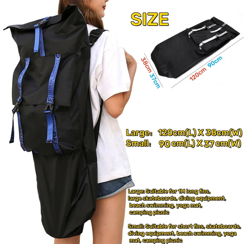 Diving Long Fins Backpack for Below 120cm Freediving Equipment Storage Bag Large Size for Skateboard Surfskate Beach Flipper Bag