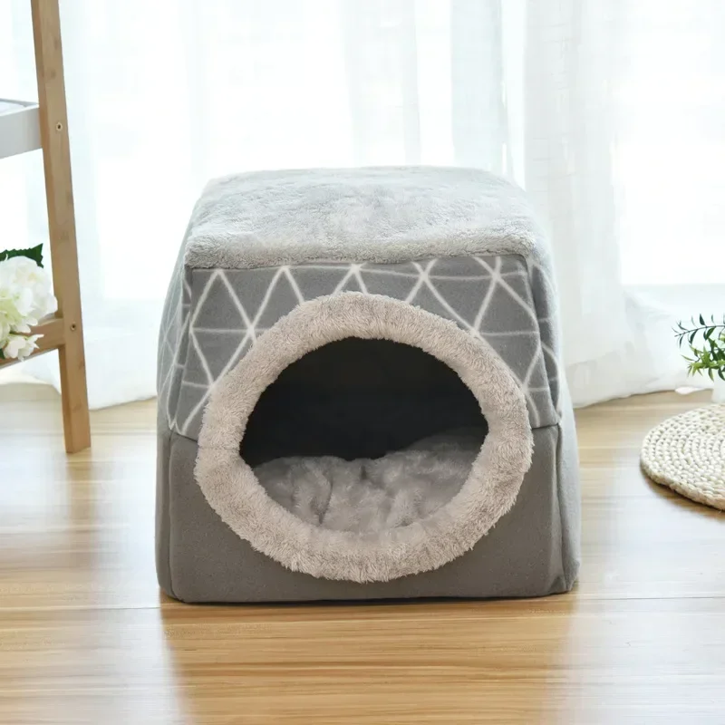 Closed Winter Dog House Bed Soft and Comfortable Pet Mat Small Dogs and Cats Warm Cave Igloo Pet Bed