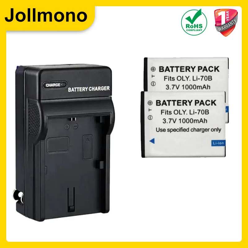 1000 mAh Li-70B Li 70B Battery with LCD USB Charger for Olympus VG-110, VG-120, VG-130, VG-140, VG-160, FE4020