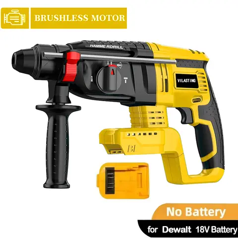 전기 해머 드릴 브러시리스 다기능 로터리 고출력 무선 충전식 전동 공구, Dewalt 18V 배터리에 적합, 26mm
