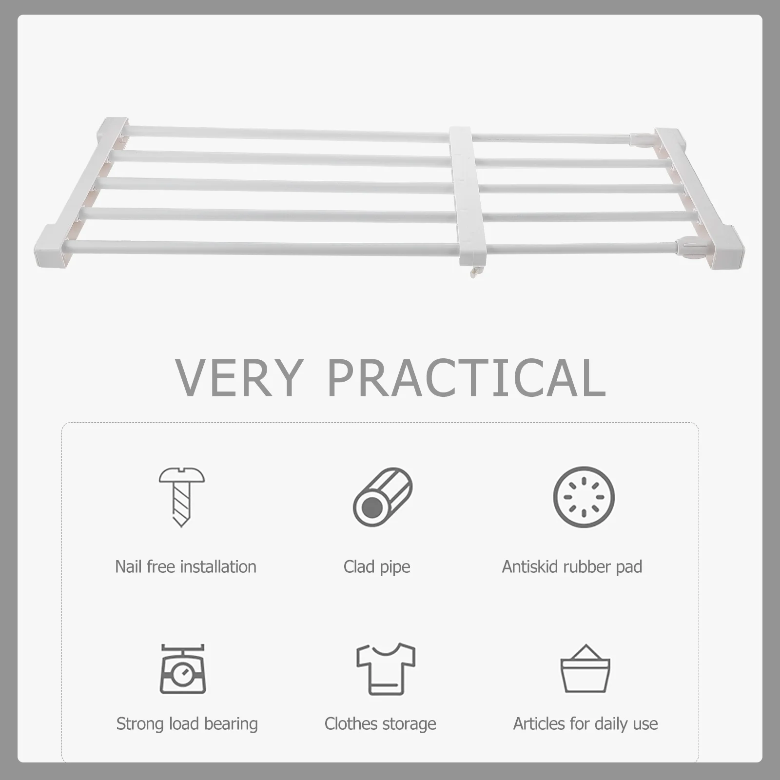 

1pc Retractable Storage Rack Adjustable Closet Partition Wardrobe Separator Versatile Nail-Free Shelf Space Saving